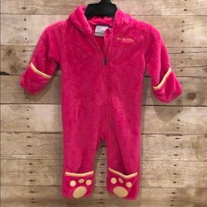 Columbia Pink Bear snowsuit 6-12 months